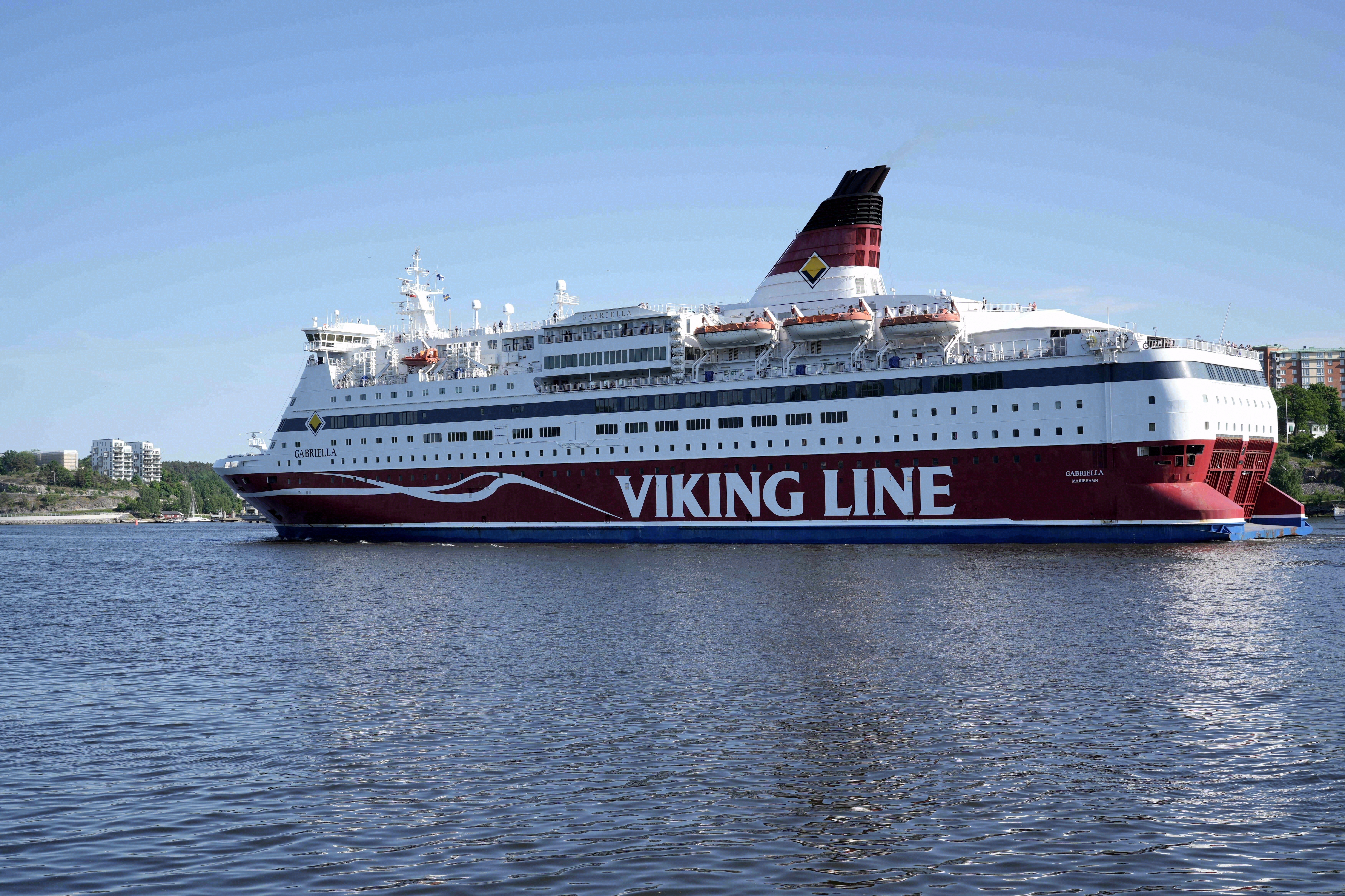 Die Viking Line Fähre Gabriella vor Stockholm - mit ihr geht es über Nacht nach Helsinki.
